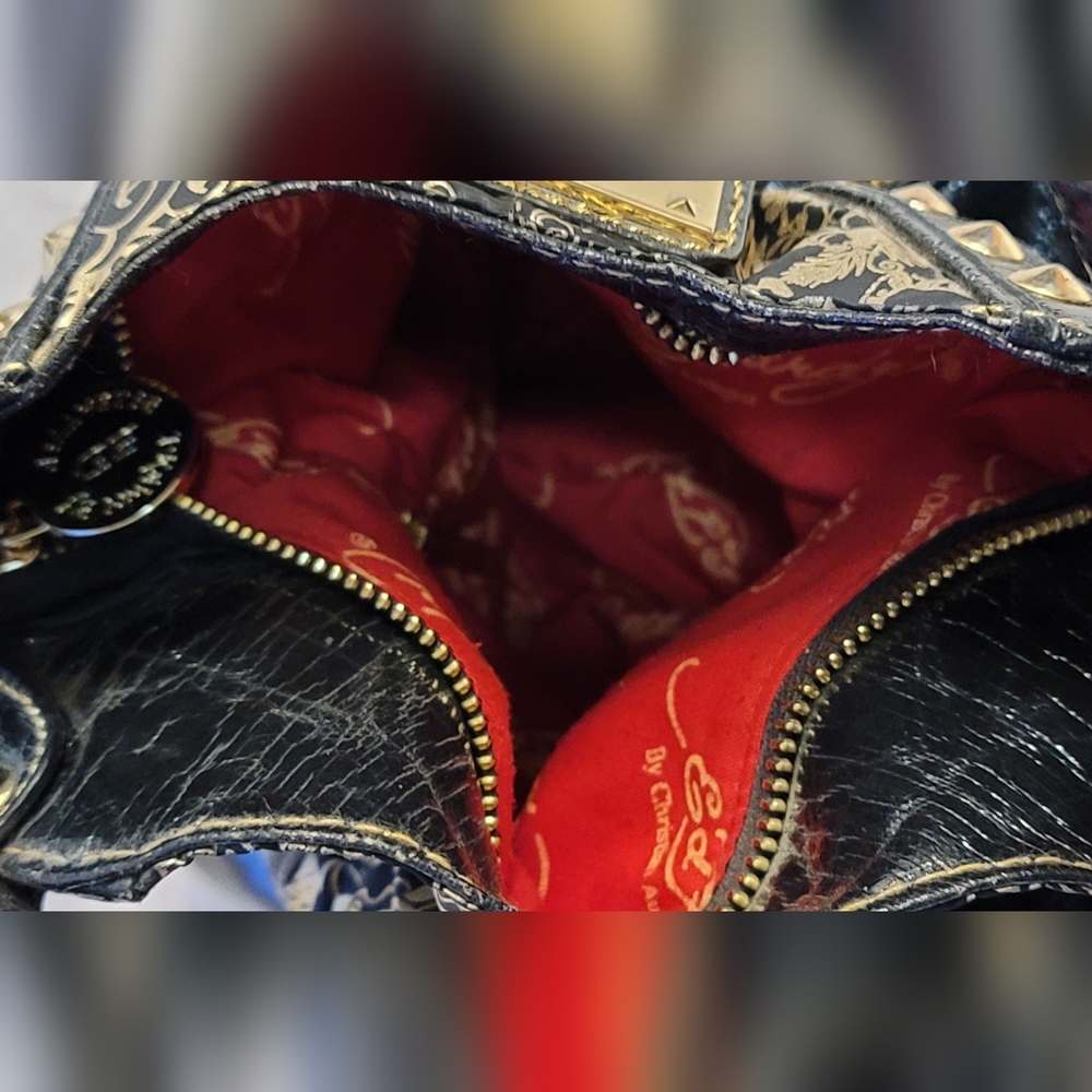 SALE Vintage Ed Hardy Mini Hobo Cross body  Purse 😍 Black with Gold Hardware! - Picture 9 of 15